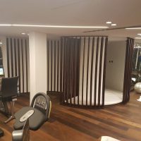 Air-conditioned interior with linear diffusers in a Doha facility