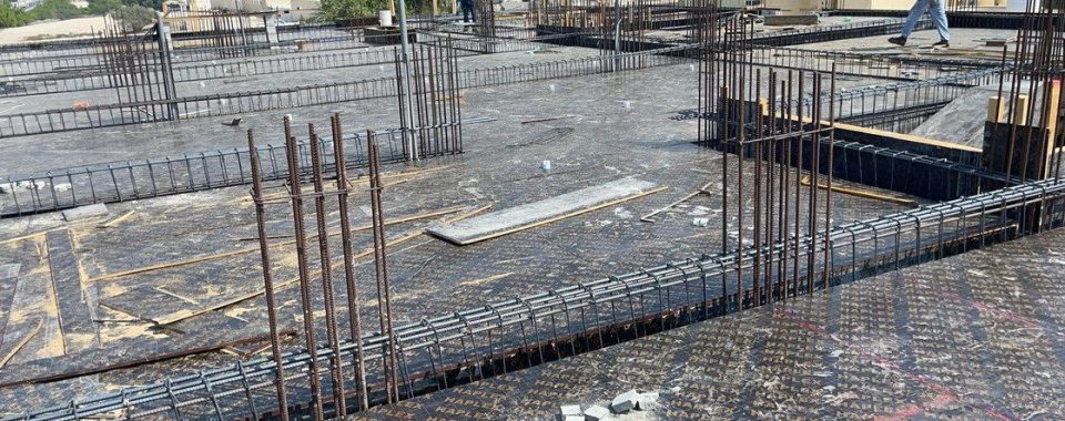 Foundation reinforcement and formwork on a Brouj Doha general contracting project